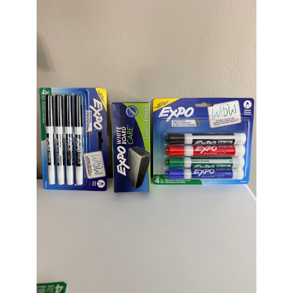 Expo Dry Erase Markers Eraser Set Office School Black Assorted 9pc Bundle NWT